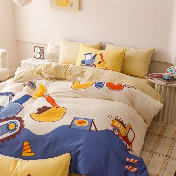 91家纺网 家纺一手货源 找家纺 馨语家居 2025新款全棉双层纱四件套 积木世界