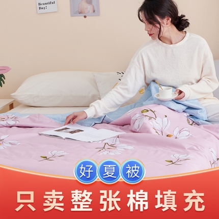 元元被芯 2025新款亲肤舒适磨毛印花夏被被子被芯 玉兰粉