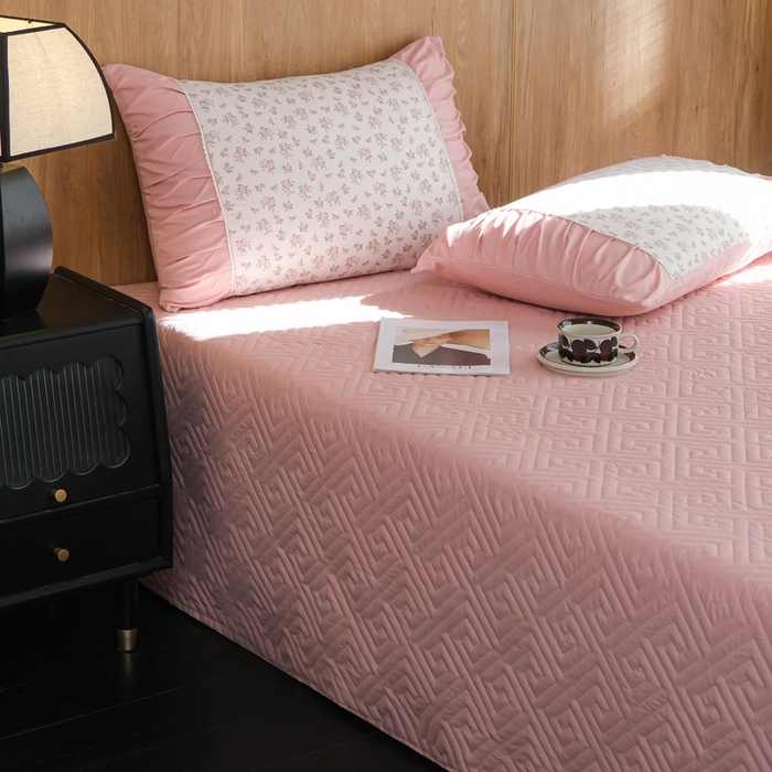 91家纺网 家纺一手货源 找家纺 布可家纺 2025新款A类法式清新褶皱印花四件套 悠悠香草