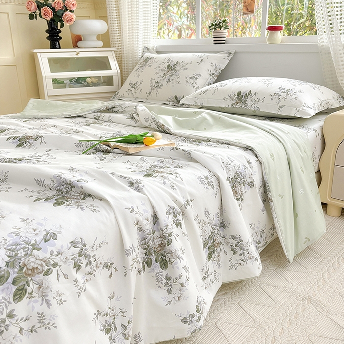 91家纺网 家纺一手货源 找家纺 2025新款40支13372全棉印花夏被 若萱