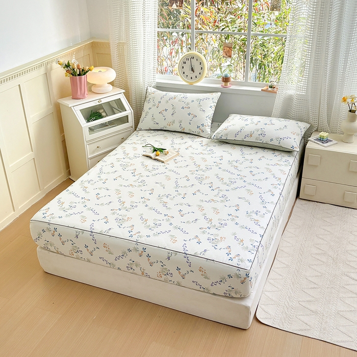 91家纺网 家纺一手货源 找家纺 元元被芯 2025新款40支13372全棉印花全棉隐藏式夹棉床笠 硕果