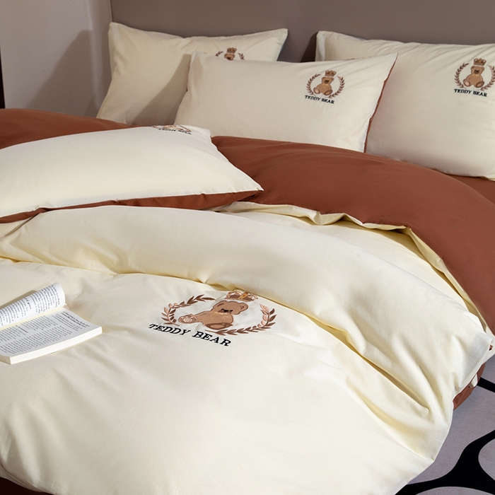 91家纺网 家纺一手货源 找家纺 （总）澳梵家居2025新款A类全棉水洗棉刺绣四件套-泰迪小熊