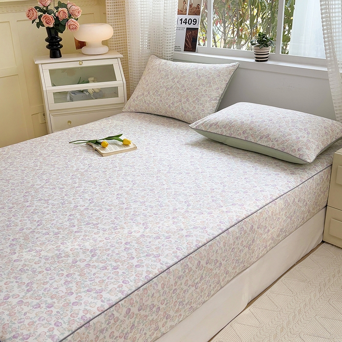 91家纺网 家纺一手货源 找家纺 元元被芯 2025新款40支13372全棉印花全棉隐藏式夹棉床笠 悠然