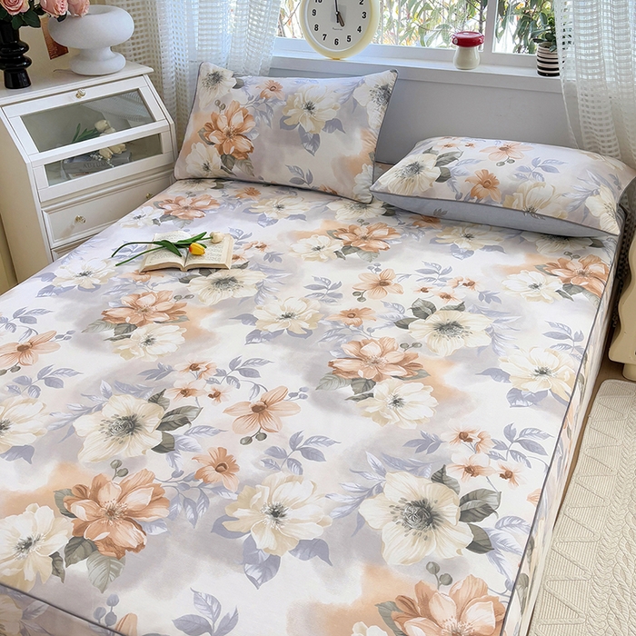 91家纺网 家纺一手货源 找家纺 元元被芯 2025新款40支13372全棉印花全棉隐藏式夹棉床笠 梦湘