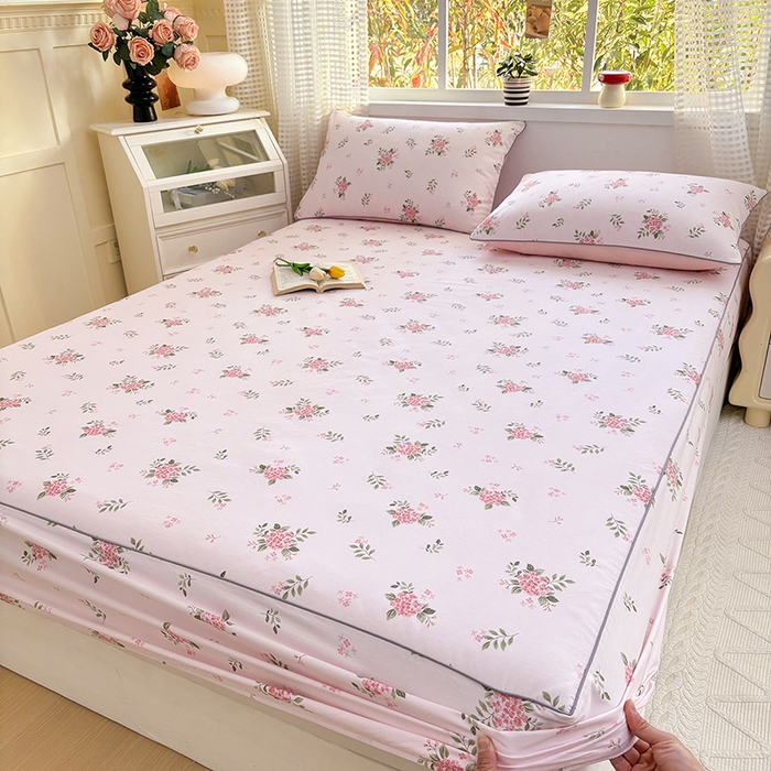 91家纺网 家纺一手货源 找家纺 元元被芯 2025新款40支13372全棉印花全棉隐藏式夹棉床笠 诗雨