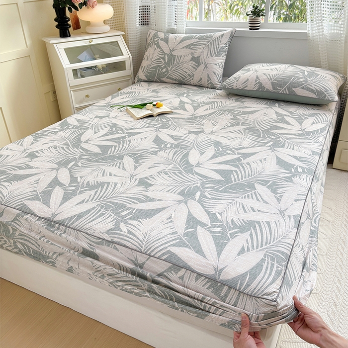 91家纺网 家纺一手货源 找家纺 元元被芯 2025新款40支13372全棉印花全棉隐藏式夹棉床笠 蔓羽