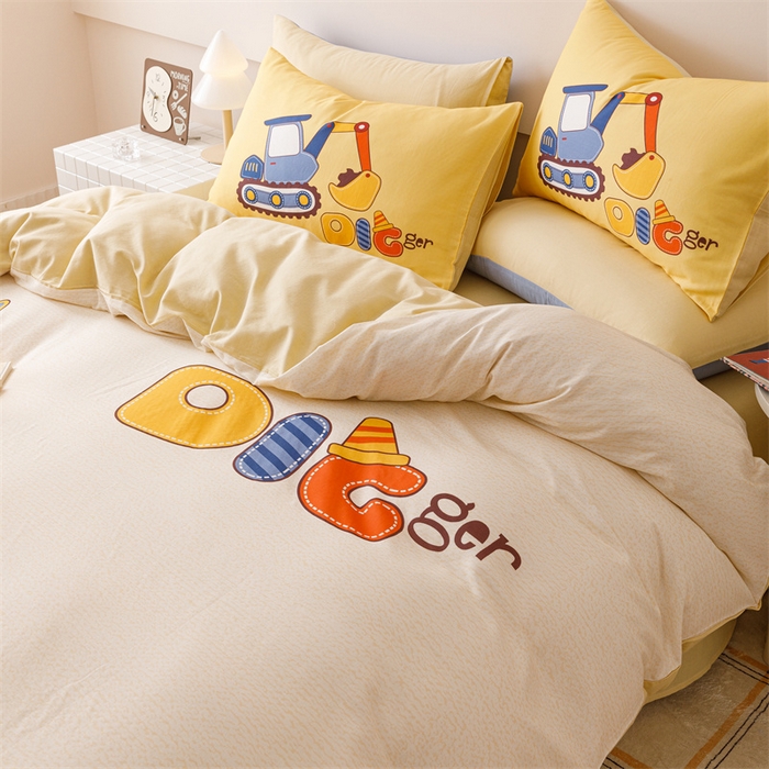 91家纺网 家纺一手货源 找家纺 馨语家居 2025新款全棉双层纱四件套 积木世界