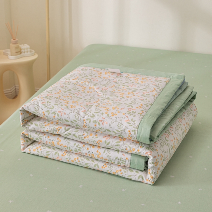 91家纺网 家纺一手货源 找家纺 鑫棉坊 2025新款A类全棉印花大豆纤维空调被大豆被 千野-黄