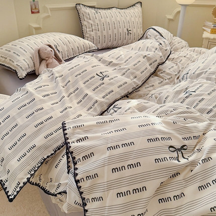 91家纺网 家纺一手货源 找家纺 韩都家居2025新款水洗双层纱针织棉三角针四件套（包含买家秀） 敏敏灰