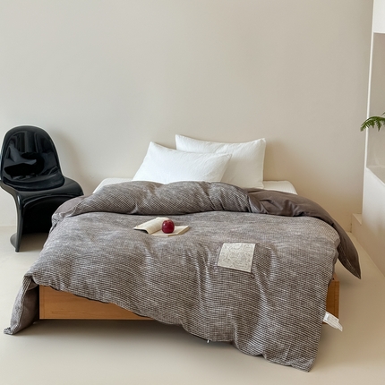 月夏 2025新款全棉双层纱被套全棉被套单被套 莫克-咖