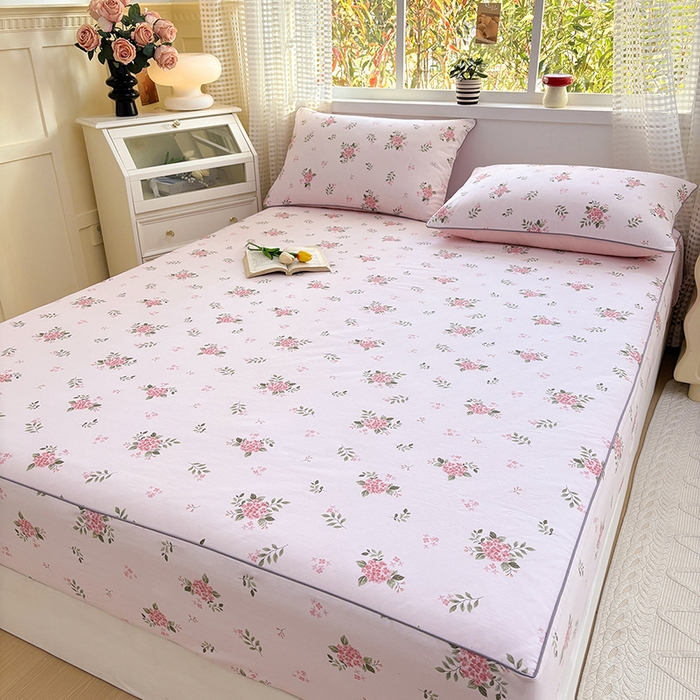 91家纺网 家纺一手货源 找家纺 元元被芯 2025新款40支13372全棉印花全棉隐藏式夹棉床笠 诗雨