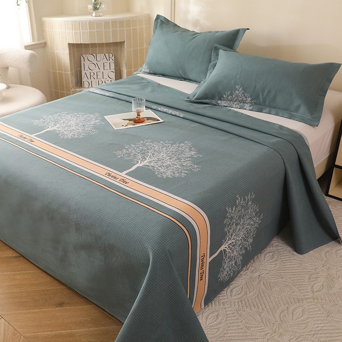 91家纺网 家纺一手货源 找家纺 幸嘉轩2025新款亲肤舒适床单三件套 树影迷离