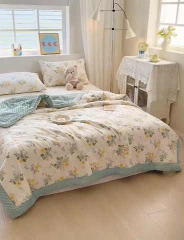 91家纺网 家纺一手货源 找家纺 梦依依 2025新款40支全棉豆豆被大豆被夏被春秋被子被芯 加微信送买家秀 冷露金桂