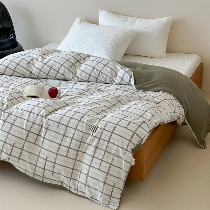 91家纺网 家纺一手货源 找家纺 月夏 2025新款全棉双层纱被套全棉被套单被套 吉尔伯特-米白