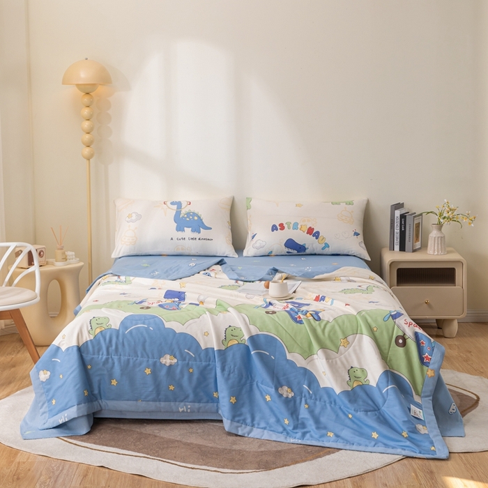 91家纺网 家纺一手货源 找家纺 鑫棉坊 2025新款A类全棉印花大豆纤维空调被大豆被 遨游太空