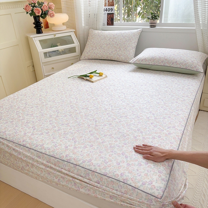 91家纺网 家纺一手货源 找家纺 元元被芯 2025新款40支13372全棉印花全棉隐藏式夹棉床笠 悠然