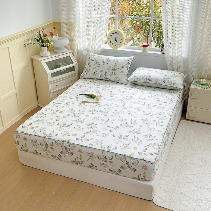 91家纺网 家纺一手货源 找家纺 元元被芯 2025新款40支13372全棉印花全棉隐藏式夹棉床笠 春溪