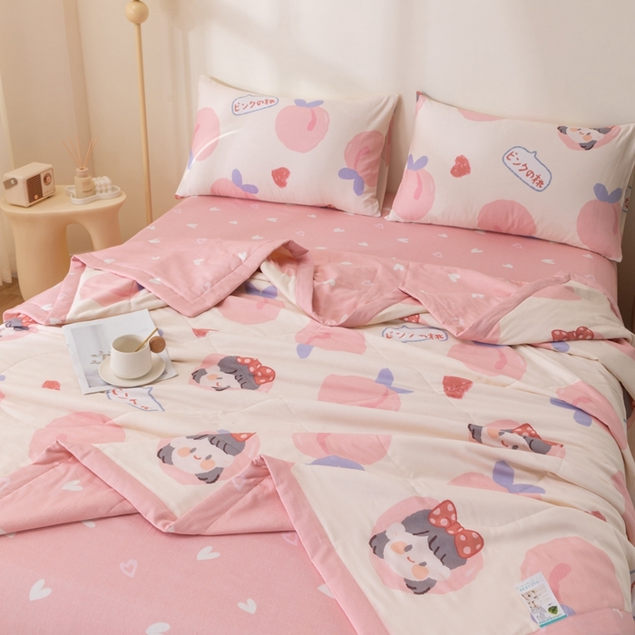 91家纺网 家纺一手货源 找家纺 鑫棉坊 2025新款A类全棉印花大豆纤维空调被大豆被 白桃公主