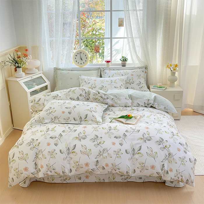 91家纺网 家纺一手货源 找家纺 元元被芯 2025新款40支13372全棉印花全棉四件套 春溪