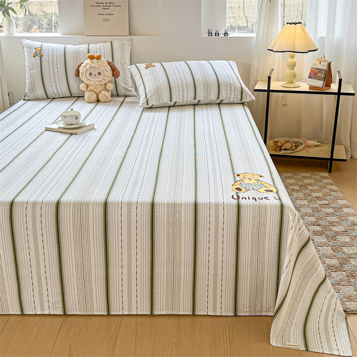 91家纺网 家纺一手货源 找家纺 笙意家纺2025新款全棉老粗布单品单床单 莫奈绿