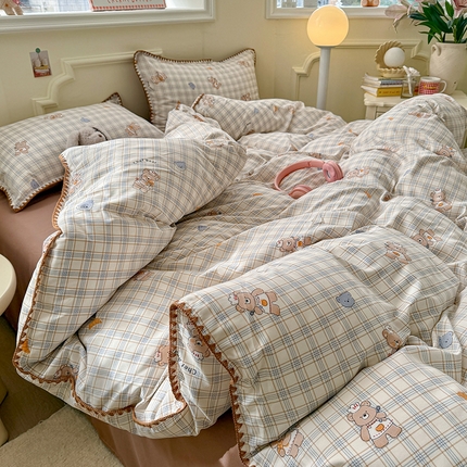 韩都家居2025新款水洗双层纱针织棉三角针四件套（包含买家秀） 熊先生