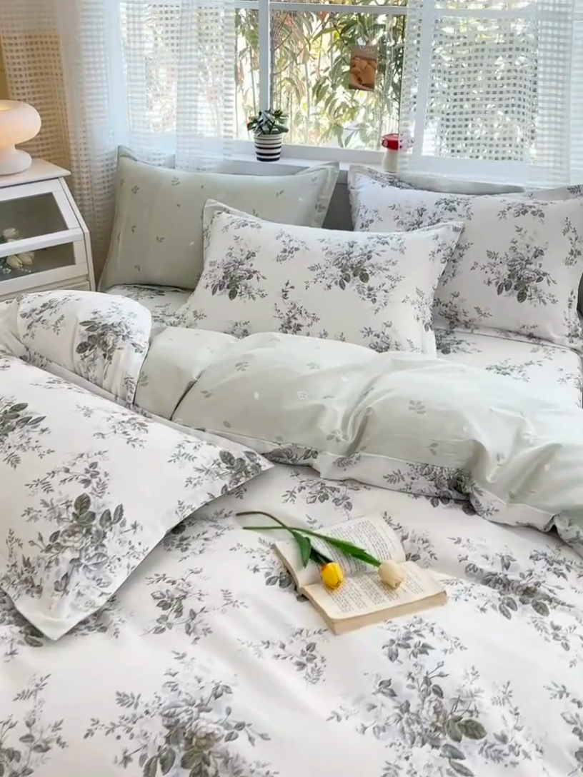 91家纺网 家纺一手货源 找家纺 元元被芯 2025新款40支13372全棉印花全棉四件套 若萱