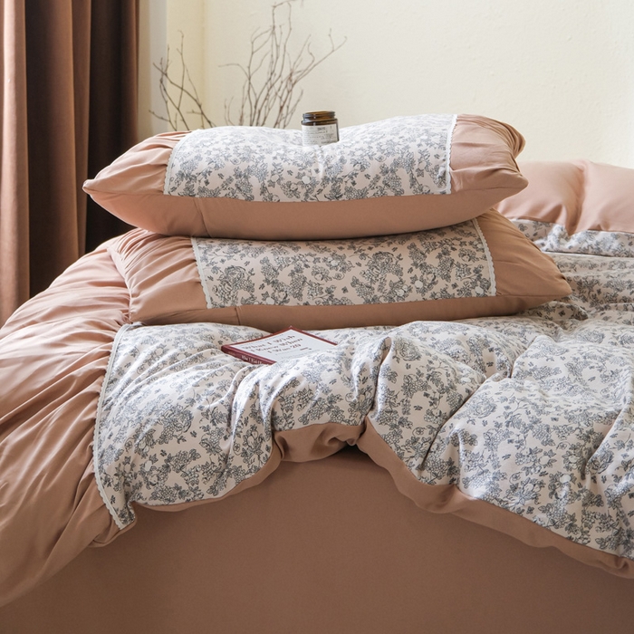 91家纺网 家纺一手货源 找家纺 布可家纺 2025新款A类法式清新褶皱印花四件套 普罗旺斯