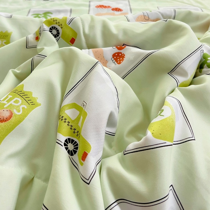 91家纺网 家纺一手货源 找家纺 鑫棉坊 2025新款A类水洗棉豆豆双层纱棉花夏凉被 绿野仙踪