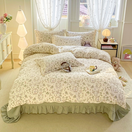 梦莱斯 2025直播爆款公主风A类针织棉床盖四件套AA版被套 芯梦圆