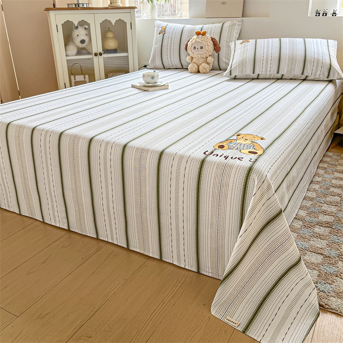 91家纺网 家纺一手货源 找家纺 笙意家纺2025新款全棉老粗布单品单床单 莫奈绿