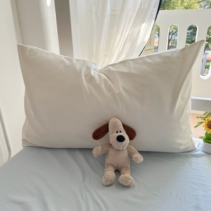 91家纺网 家纺一手货源 找家纺 （总）百寐  2025年春夏纯色水洗真丝单品双拼素色枕芯保护套48*74cm