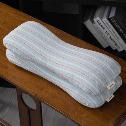 91家纺网 家纺一手货源 找家纺 （总）仁宇枕业 2025新款新品全棉色织提花水洗棉条纹8字骨头护颈椎全荞麦枕头枕芯