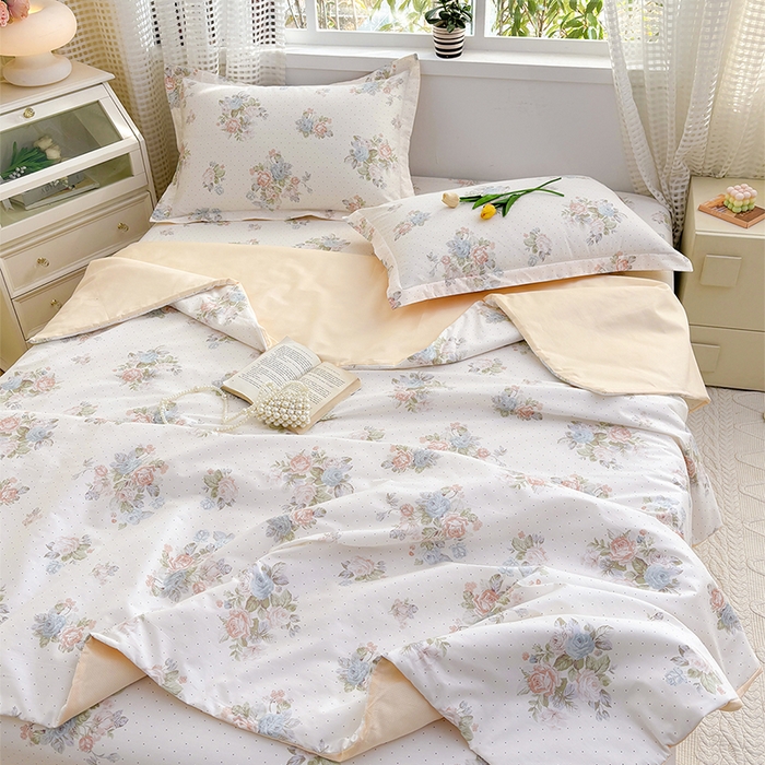 91家纺网 家纺一手货源 找家纺 元元被芯 2025新款40支13372全棉印花夏被四件套 花舞