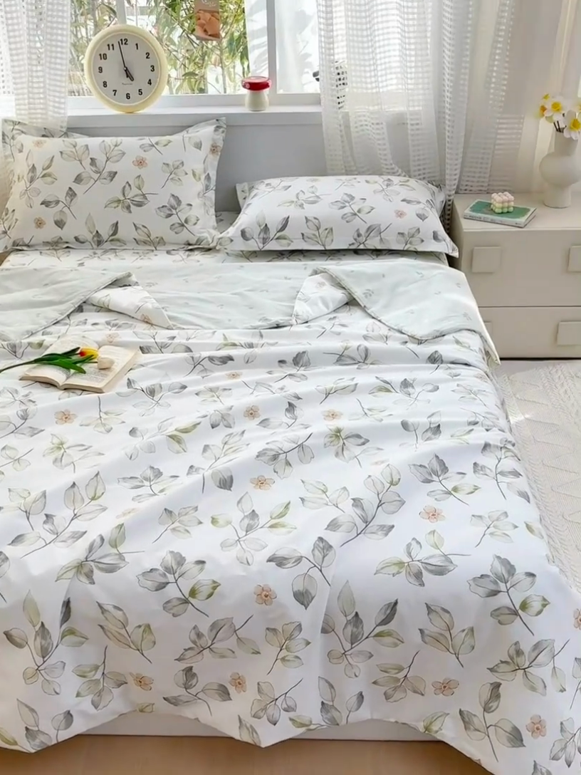 91家纺网 家纺一手货源 找家纺 元元被芯 2025新款40支13372全棉印花夏被四件套 春溪