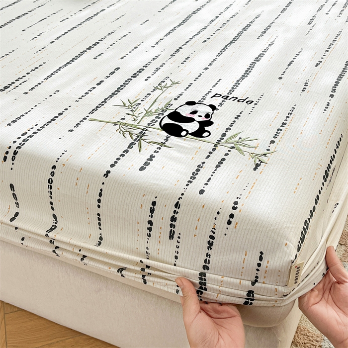 91家纺网 家纺一手货源 找家纺 笙意家纺2025新款全棉老粗布单床笠 熊墩墩