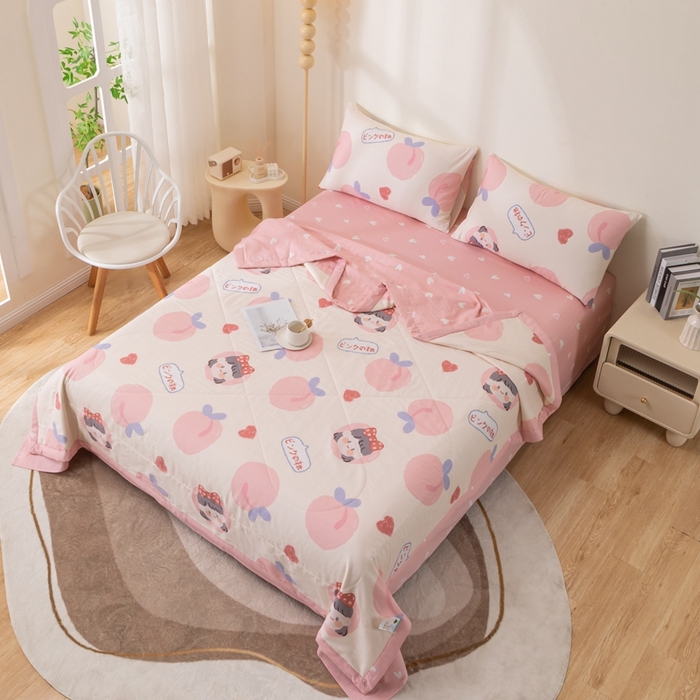 91家纺网 家纺一手货源 找家纺 鑫棉坊 2025新款A类全棉印花大豆纤维空调被大豆被 白桃公主