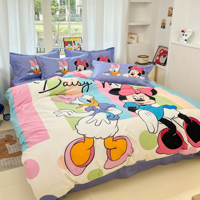 91家纺网 家纺一手货源 找家纺 典曼家纺 2025新款迪士尼大版印花卡通四件套 黛西米妮