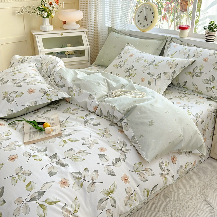 91家纺网 家纺一手货源 找家纺 元元被芯 2025新款40支13372全棉印花全棉被套夹棉四件套 春溪