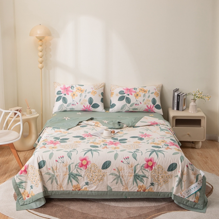 91家纺网 家纺一手货源 找家纺 鑫棉坊 【又降价啦】2025新款全棉A类印花纯棉花夏被可机洗空调被 漫歌雅韵