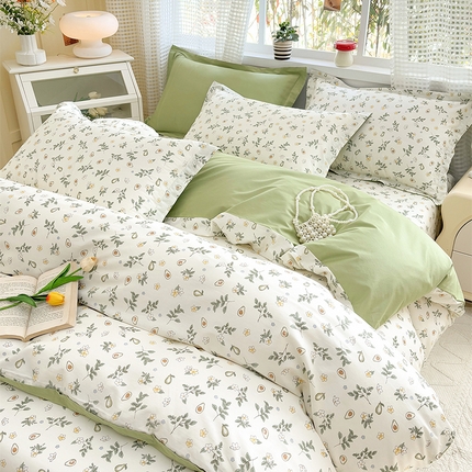 元元被芯 2025新款40支13372全棉印花全棉被套 绿意