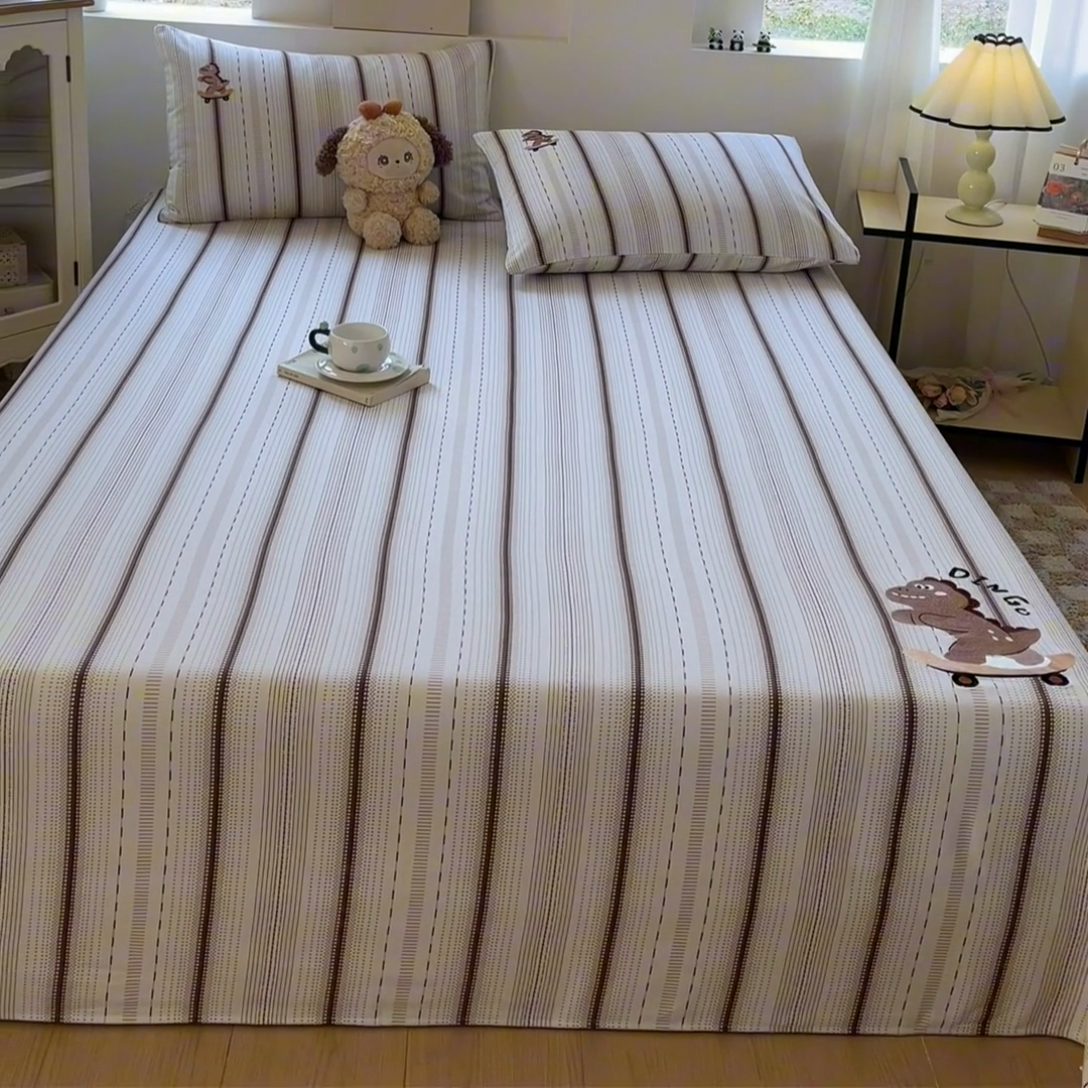 91家纺网 家纺一手货源 找家纺 笙意家纺2025新款全棉老粗布单品单床单 莫奈咖