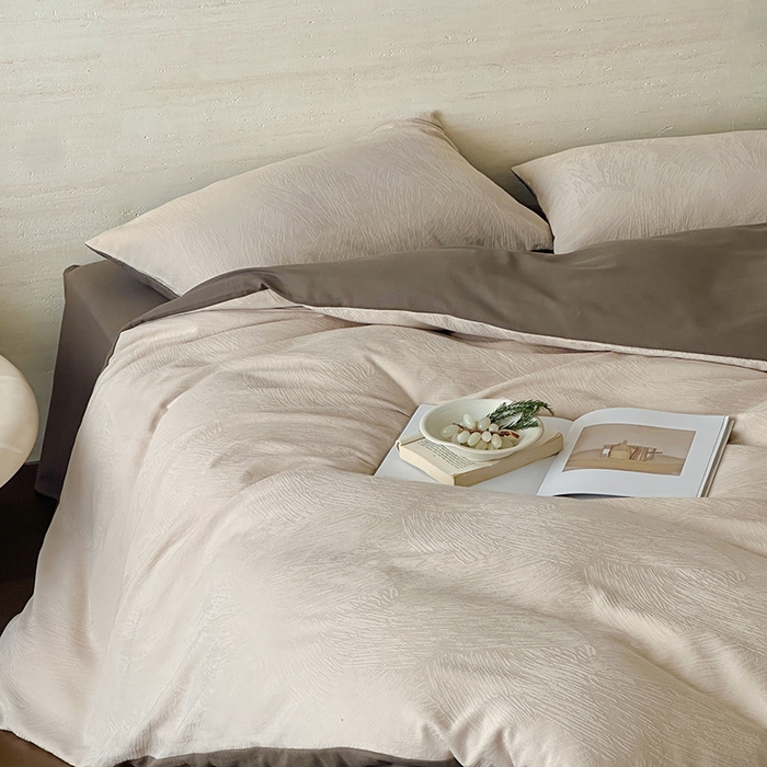 91家纺网 家纺一手货源 找家纺 （总）梦享生活家居 2025新款全棉三层肌理提花四件套-素写系列