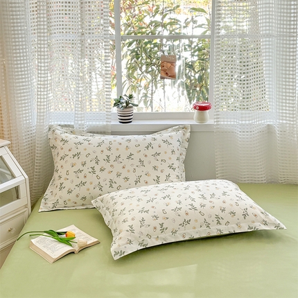 元元被芯 2025新款40支13372全棉印花全棉枕套 绿意