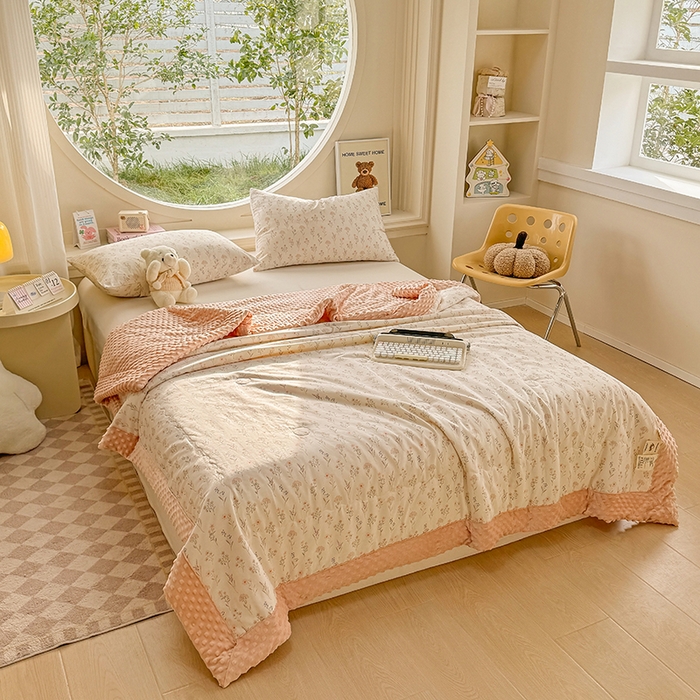 91家纺网 家纺一手货源 找家纺 梦依依 2025新款40支全棉豆豆被大豆被夏被春秋被子被芯 加微信送买家秀 梦回浅溪