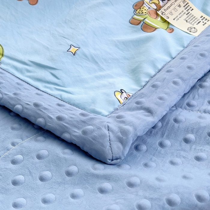 91家纺网 家纺一手货源 找家纺 鑫棉坊 2025新款A类水洗棉豆豆双层纱棉花夏凉被 精灵小熊