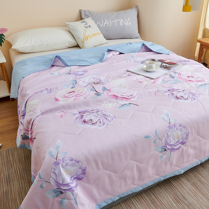 91家纺网 家纺一手货源 找家纺 元元被芯 2025新款亲肤舒适磨毛印花夏被被子被芯 花海粉