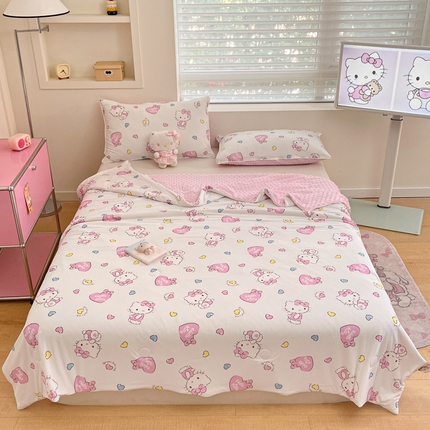 91家纺网 家纺一手货源 找家纺 （总）2025新款A类三丽鸥凉感丝冰豆豆被子被芯夏被夏凉被空调被-成人款