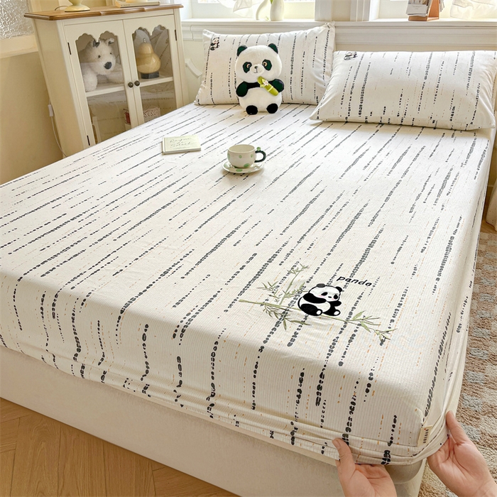 91家纺网 家纺一手货源 找家纺 笙意家纺2025新款全棉老粗布单床笠 熊墩墩