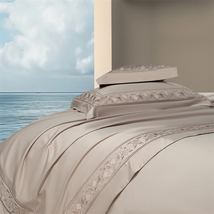 91家纺网 家纺一手货源 找家纺 高大尚婚庆馆 2025新款长绒棉四件套-简奢 简奢-卡其色