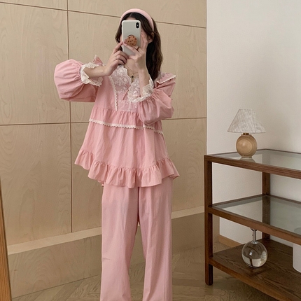 91家纺网 家纺一手货源 找家纺 （总）妍景家居生活馆 2025新款韩系蕾丝花边V领套装